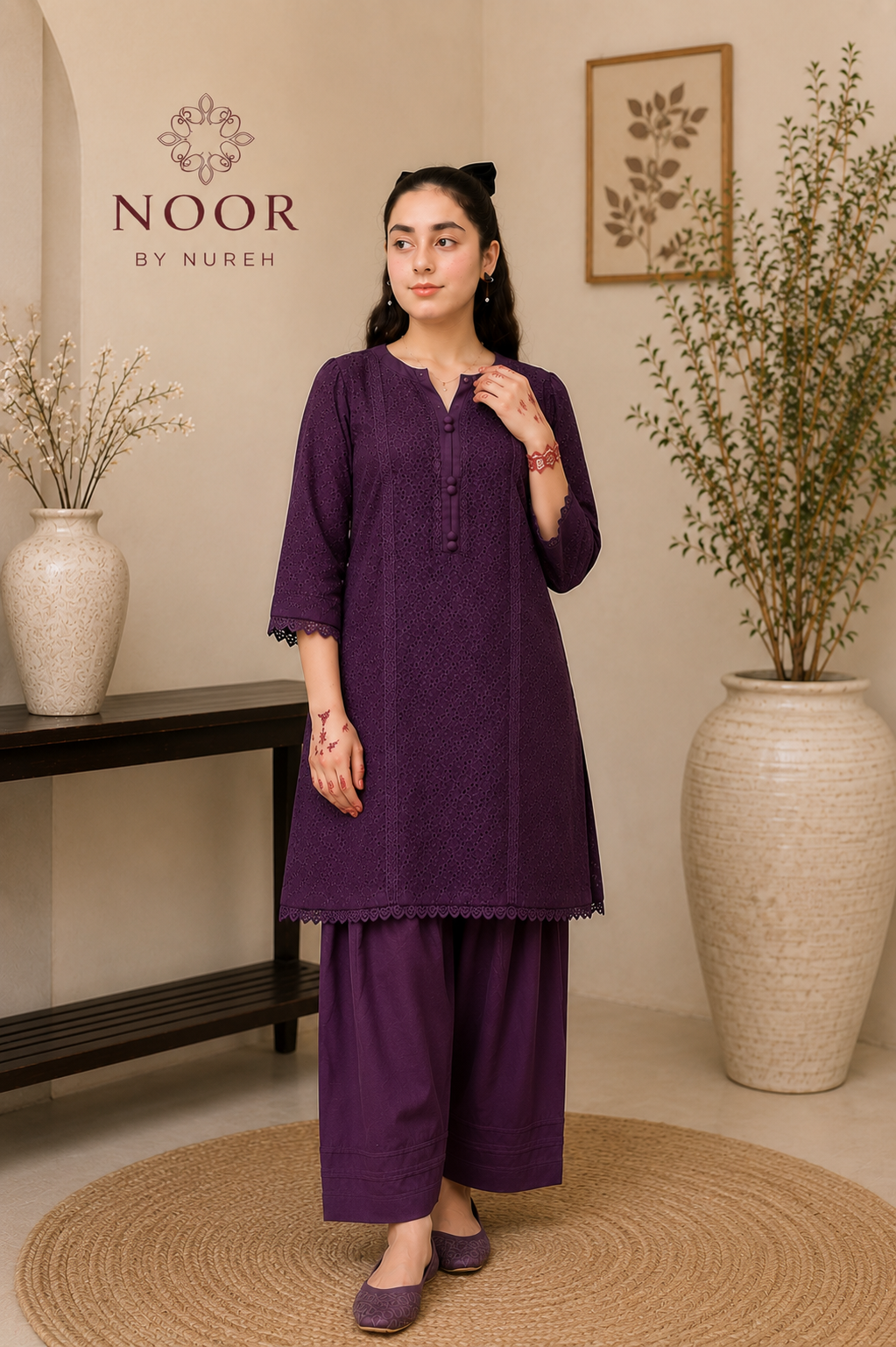 Purple Embroidered Lawn 2 Piece