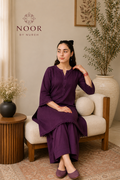 Purple Embroidered Lawn 2 Piece