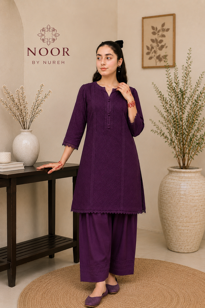 Purple Embroidered Lawn 2 Piece