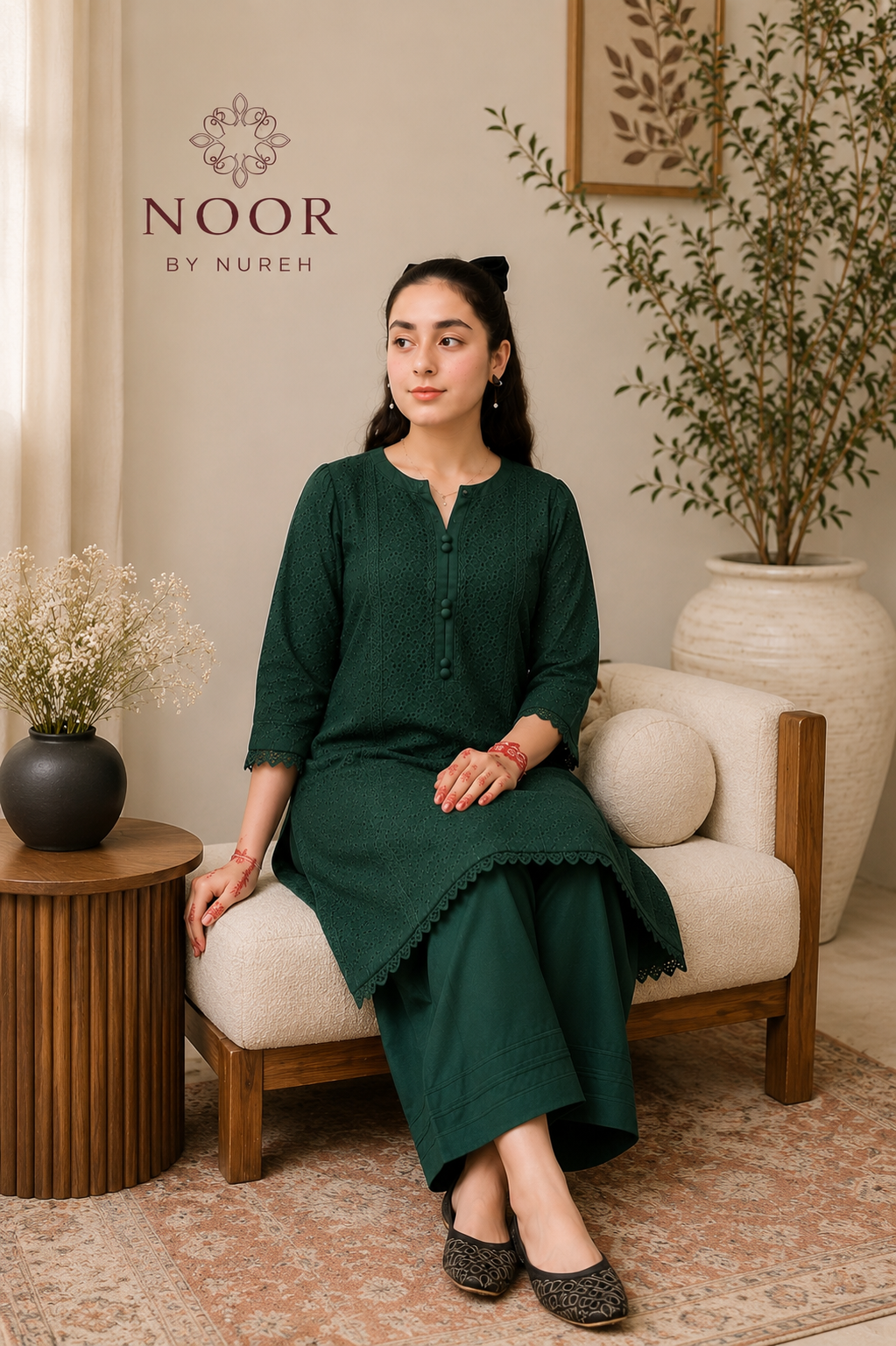 Bottel-Green Embroidered Lawn 2 Piece
