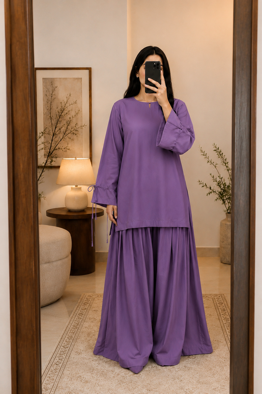 Lavender Back Lace-Up Co-Ord Set